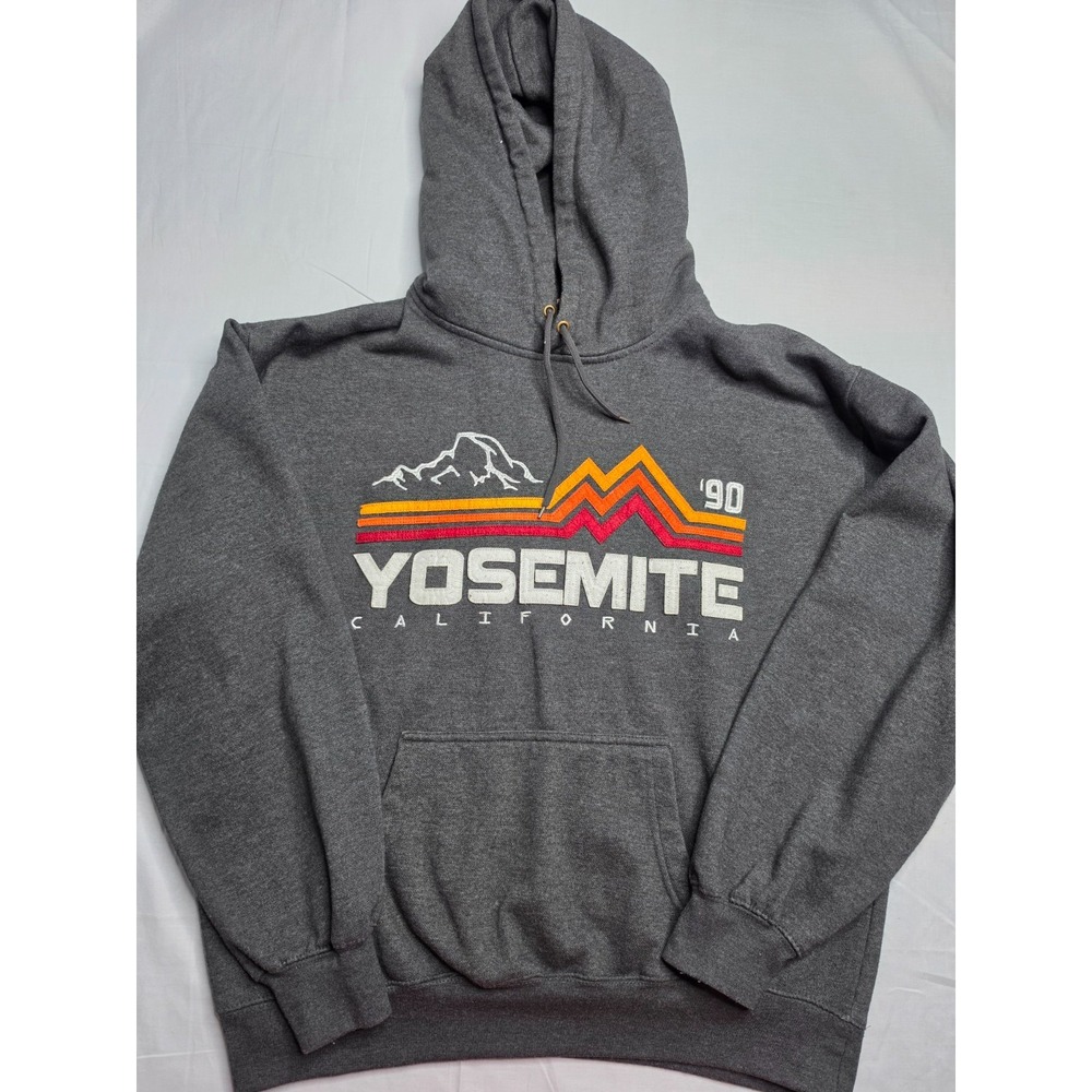 VTG Prairie Mountain Hoodie Men Large Charcoal Gray 90' Yosemite California Logo - Picture 1 of 7